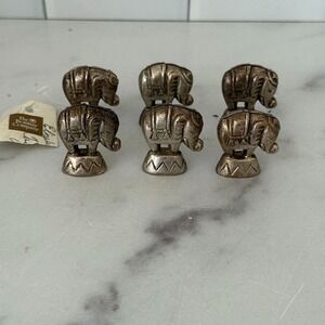Set Of 6 Bombay Company Elephant Place Card Holders Cast Metal Decorative Silver